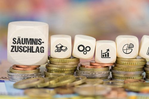 Würfel mit Aufschrift Säumniszuschlag