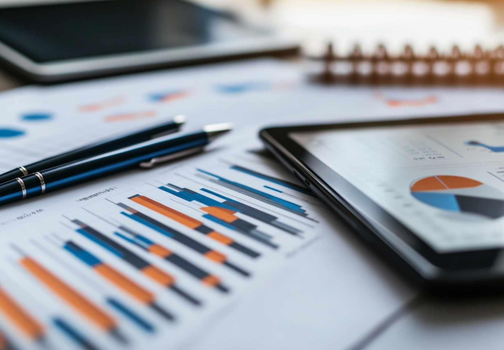 Business Report auf Tablett